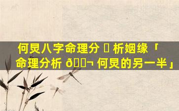 何炅八字命理分 ☘ 析姻缘「命理分析 🐬 何炅的另一半」